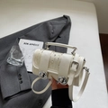 Elegant cream white crossbody bag with rhinestone accents and silver lock for women - Off-white Without Pendant