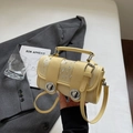Creamy yellow cylinder crossbody bag with rhinestones and transparent PVC panels - Yellow Without Pendant