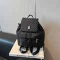 Black backpack with white star patterns featuring a metal G logo and drawstring closure - Black (Without Charm)