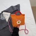 Borsa a tracolla arancione stile giapponese con ricamo uovo fritto e testo kawaii - Arancione