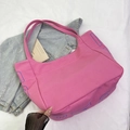 Pink canvas tote bag for women with blue geometric patterns and large capacity space - Pink