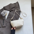 Chic white cloud-shaped PU leather crossbody bag with knot strap on grey blazer - Off-white Without Pendant