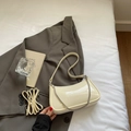 Creamy white glossy underarm bag with chain strap and adjustable crossbody belt - Off-white