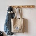 Cremefarbene Canvas-Einkaufstasche mit #today midi Logo-Stickerei und Schultergurt - Khaki