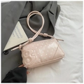 Light pink polka dot baguette bag with number 8 patch and thin knotted shoulder strap - Pink Without Pendant