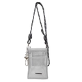 Graue Mesh-Handytasche mit silbernem Herzanhänger und verstellbarem Flechtgurt - Grau Mit Anhänger