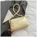 Creamy yellow baguette bag with white polka dots and knotted shoulder strap - Yellow Without Pendant