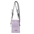 Lila Mesh-Handytasche zum Umhängen mit gewebtem Riemen und silbernem Perlenanhänger - Lila mit Anhänger