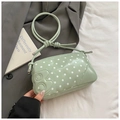 Light green polka dot baguette bag with polished PU leather and knot strap design - Green Without Pendant
