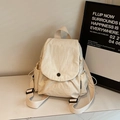 Beigefarbener Canvas-Rucksack mit großem Fassungsvermögen und praktischen Seitentaschen - Gebrochenes Weiß