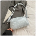 Chic light blue baguette bag with white polka dots and stylish double thin straps - Blue Without Charm