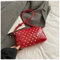 Polka dot baguette bag in bright red with a 3D number 8 patch and knot detail - Red (No Pendant)
