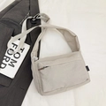 Bolso bandolera de nylon blanco crema impermeable con correa ajustable y varios bolsillos - Gris claro