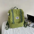Light green canvas backpack with flap cover and stylish buckle for school travel - Without Pendant / Green