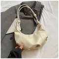 Sac dumpling crème chic avec détails plissés et bandoulière nouée pour un look urbain - Sans Pendentif / Grand / Blanc Cassé