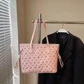 Sac fourre-tout rose avec imprimés oursons et cordons décoratifs pour femmes - Rose Sans Pendentif