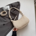 Elegante borsa a secchiello plissettata beige con nodi decorativi e doppia tracolla - Bianco Sporco