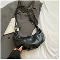 Minimalist black crescent moon bag with sleek synthetic leather and knotted shoulder strap - Small / No Pendant / Black
