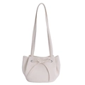 Sac seau chic blanc crème avec nœud ballet en cuir PU lisse et fines bandoulières - Blanc Cassé Sans Pendentif