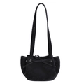 Sac seau noir classique avec nœud ballerine en velours pour femme avec bandoulière - Noir sans Pendentif