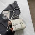 Chique crème witte PU lederen rugzak met zilveren strassteentjes en berenhanger - Crèmewit Met Hanger