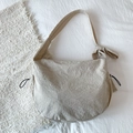 Bolso bandolera beige minimalista de gran capacidad con nudos de lazo decorativos - Blanco Roto