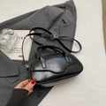 Classic black bowling handbag in sleek faux leather with silver-tone hardware accents - Black without Pendant