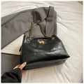 Borsa tote trapuntata nera con tracolla a catena dorata e motivi a rombi eleganti - Nero