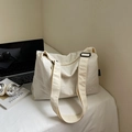 Bolso tote de lona crema con bordado BNT y correa ajustable para deporte o viaje - Blanco Roto
