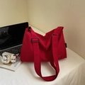 Bolso bandolera de lona roja de gran capacidad con logo BNT para escuela y uso diario - Burdeos