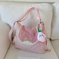 Bolso de hombro rosa con diseño de sandía y colgante de peluche de fruta del dragón - Guayaba Rosa (Con Colgante)