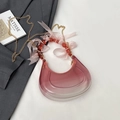 Sac croissant dégradé rose avec poignée en perles rouges et nœuds en ruban - Rouge