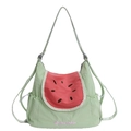 Cute watermelon shaped crossbody bag in green and red with watermelon embroidery - Green Watermelon