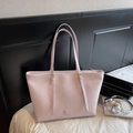 Bolso tote minimalista de piel sintética rosa con logotipo HAMIROO y hebilla oro - Rosa