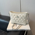 Quilted off-white shoulder bag with sparkling rhinestone star and silver chain strap - White (Without Charm)