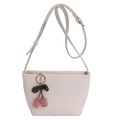 Schicke cremeweiße Umhängetasche aus PU-Leder mit Blumenanhänger und Logo - Mit Anhänger / Weiß