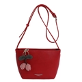 Rote minimalistische Umhängetasche mit Blumen-Schleifen-Anhänger und Modeschrift - Mit Anhänger / Rot