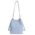 Light blue bucket bag in lychee pattern leather with a detachable shoulder strap - Blue Without Charm