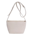 Minimalist beige shoulder bucket bag in high-quality PU leather with adjustable strap - No Pendant / White
