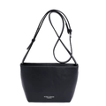 Minimalist black leather hobo bag with adjustable strap for women in classic office style - No Pendant / Black