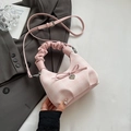 Pink plaid handbag with bow, heart pendant, and ruffled handle for elegant women - Pink Without Pendant