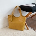 Minimalist ginger yellow large capacity tote bag with adjustable straps and PU leather texture - No Pendant / Yellow