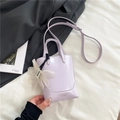 Lavender purple leather tote bag with flower charm and detachable shoulder strap - Purple with Pendant