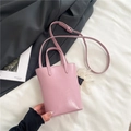 Chic pink PU leather mini tote bag with top handle and adjustable crossbody strap - Pink Without Pendant