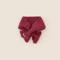 Bufanda de punto rojo oscuro para niños con rayas grises y textura de lana suave - Estilo Rojo Oscuro con Jacquard de Ondas y Zigzag