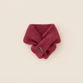 Sciarpa bordeaux in maglia spessa per bambini con motivo a trecce classico e logo - Stile a Trecce in Maglia Grossa Rosso Vino