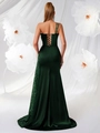 Robe de soirée sirène vert émeraude avec sequins latéraux et laçage au dos élégant - XS / Vert Foncé