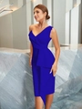 Elegante Klein blauwe one-shoulder kokerjurk met ruches voor formele avondfeesten en gala's - S / Blauw