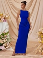 Elegant royal blue sleeveless floor-length gown with side ruching and a slim fit cut - XS / Sapphire Blue