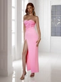 Rosa trägerloses Abendkleid mit Pailletten-Oberteil und elegantem Beinschlitz - L / Rosa